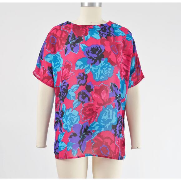 Vintage 80s Boho Floral Skirt and Top Set Full Midi Skirt with Pockets 2pc M - Picture 7 of 10